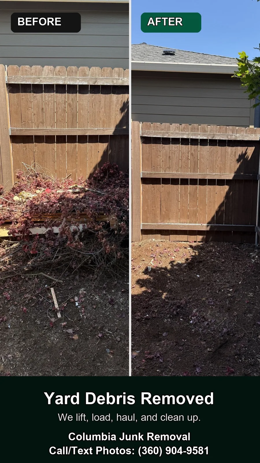 Brush removal before and after in Portland and Southwest Washington service area